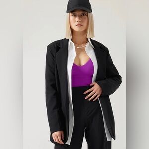 Athleta NWOT Endless Blazer Prima Twill Tie Waist in Green